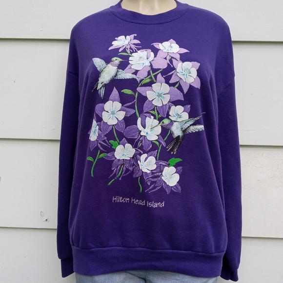 Vintage Purple Floral Sweatshirt - Picture 5 of 6